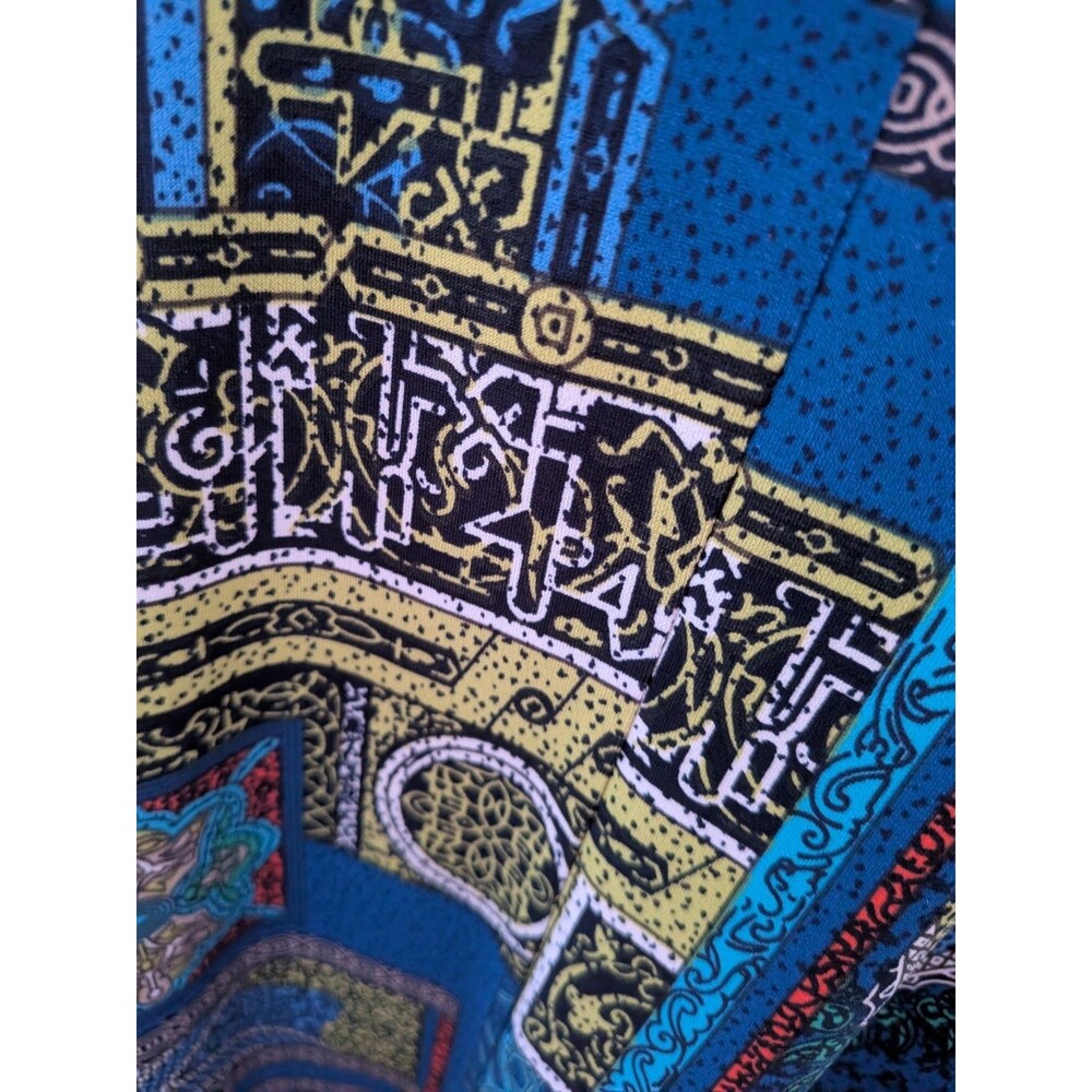 Attitudes by Renee Top Women MP Aztec Blue Orange Abstract Art LiquidKnit Blouse - Picture 4 of 10